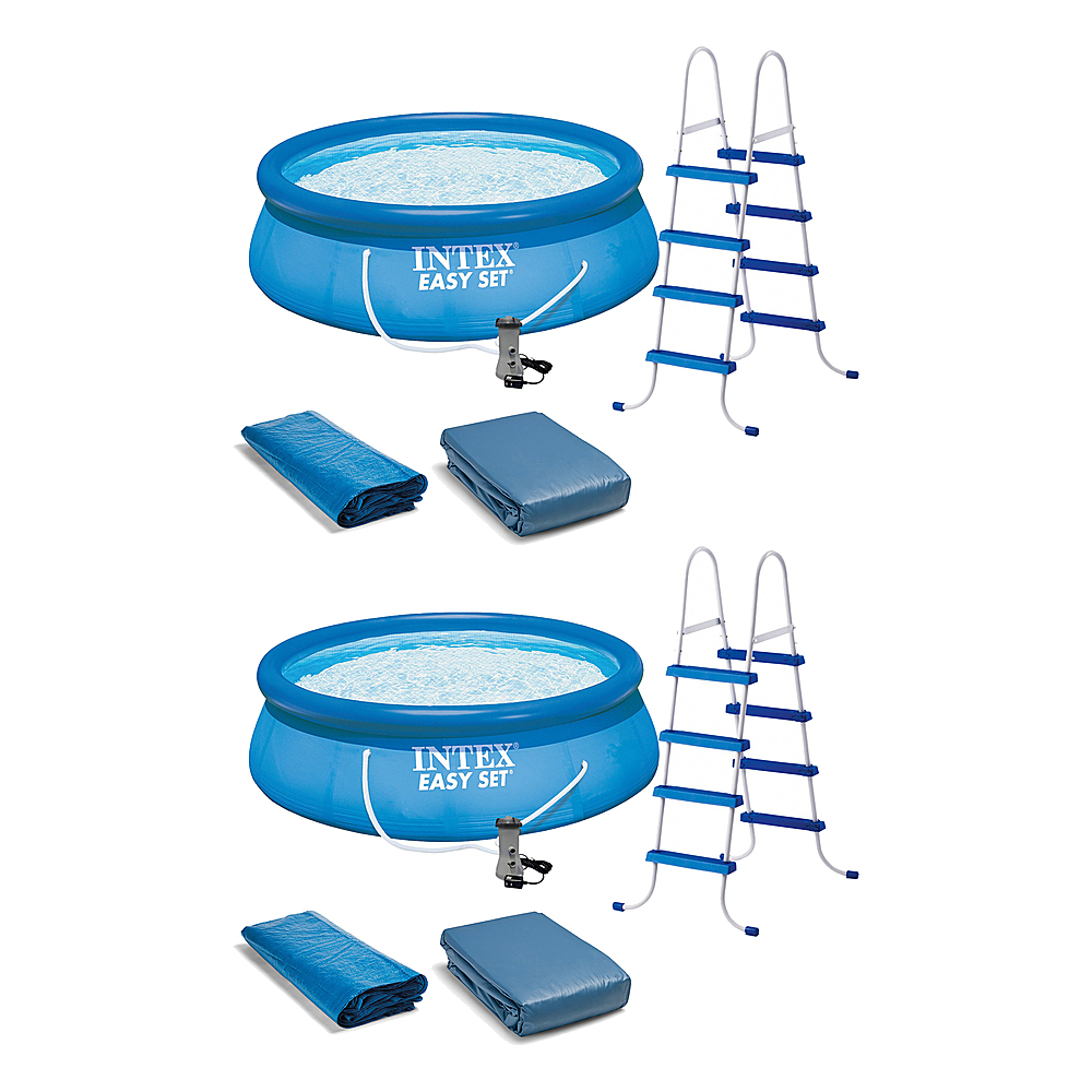 Intex - 15' x 48" Inflatable Above Ground Swimming Pool, Ladder And Pump (2 Pack)