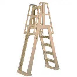 Vinyl Works - SLA A Frame Above Ground Pool Ladder Steps with Slide Lock Barrier - Tan