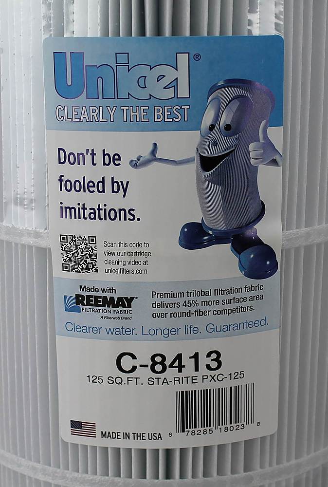 Back. Unicel - C-8413 125 Sq. Ft. Swimming Pool and Spa Replacement Filter Cartridge - Multi.