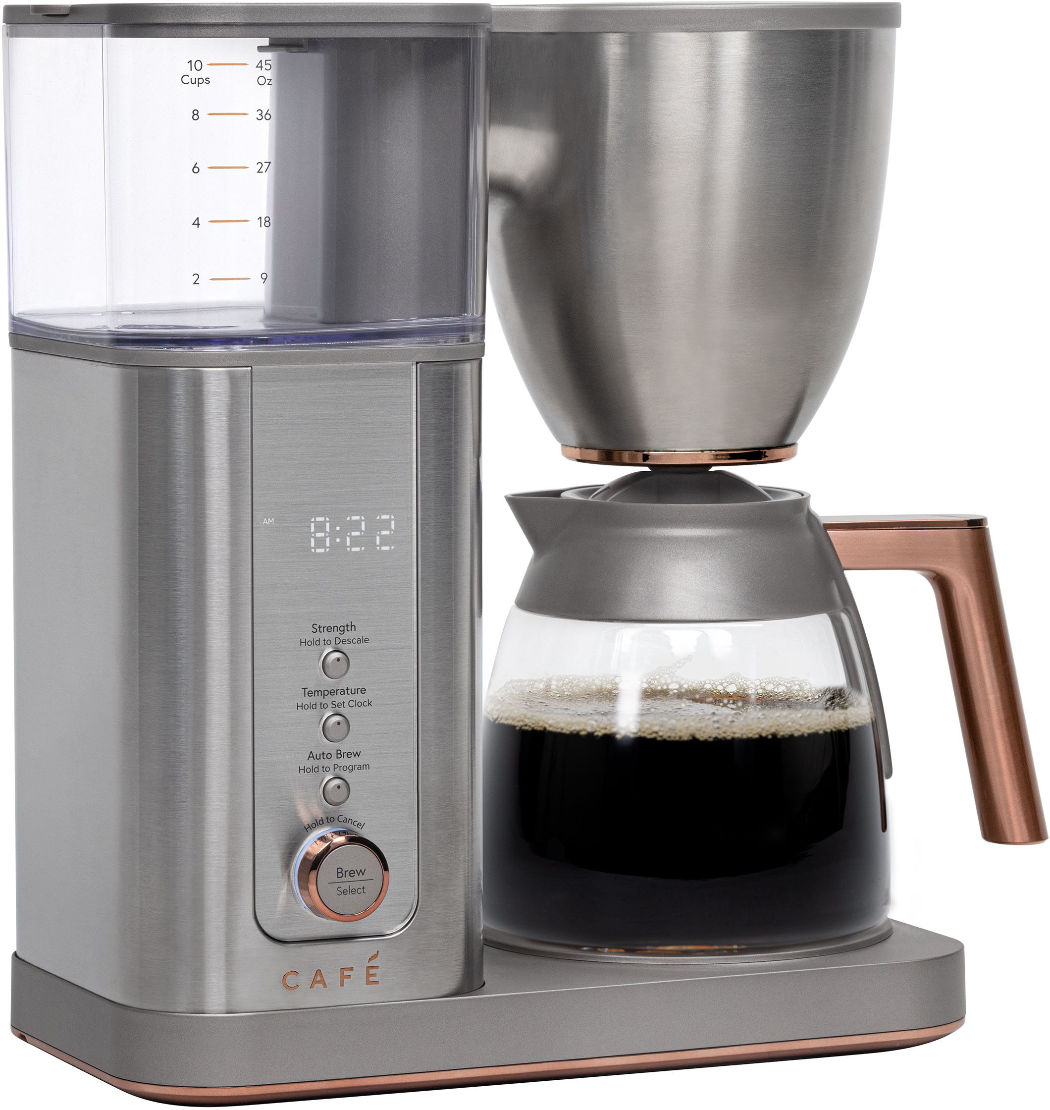Angle View: Café - Smart Drip 10-Cup Coffee Maker with WiFi - Stainless Steel