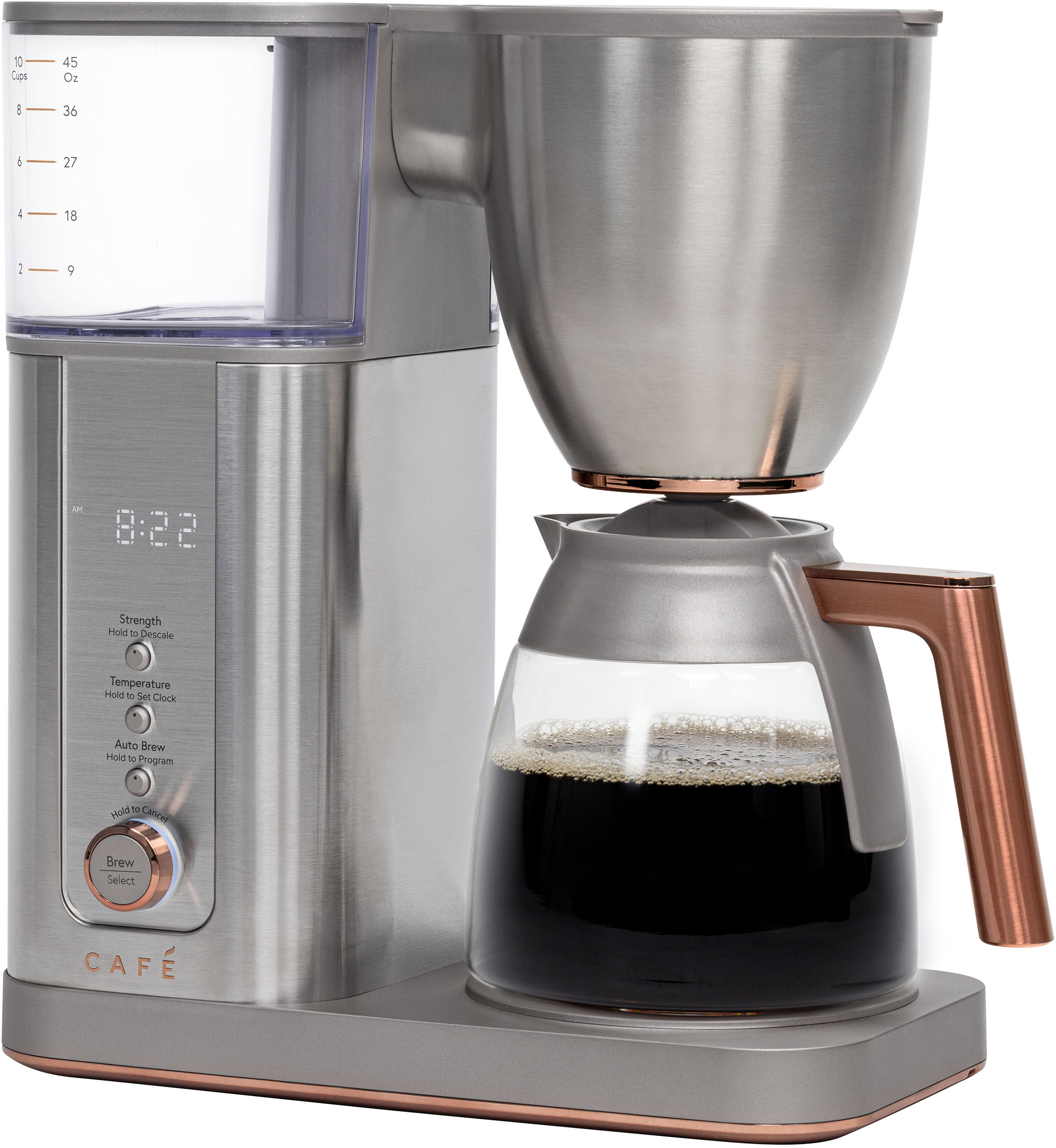 Left View: Café - Smart Drip 10-Cup Coffee Maker with WiFi - Stainless Steel