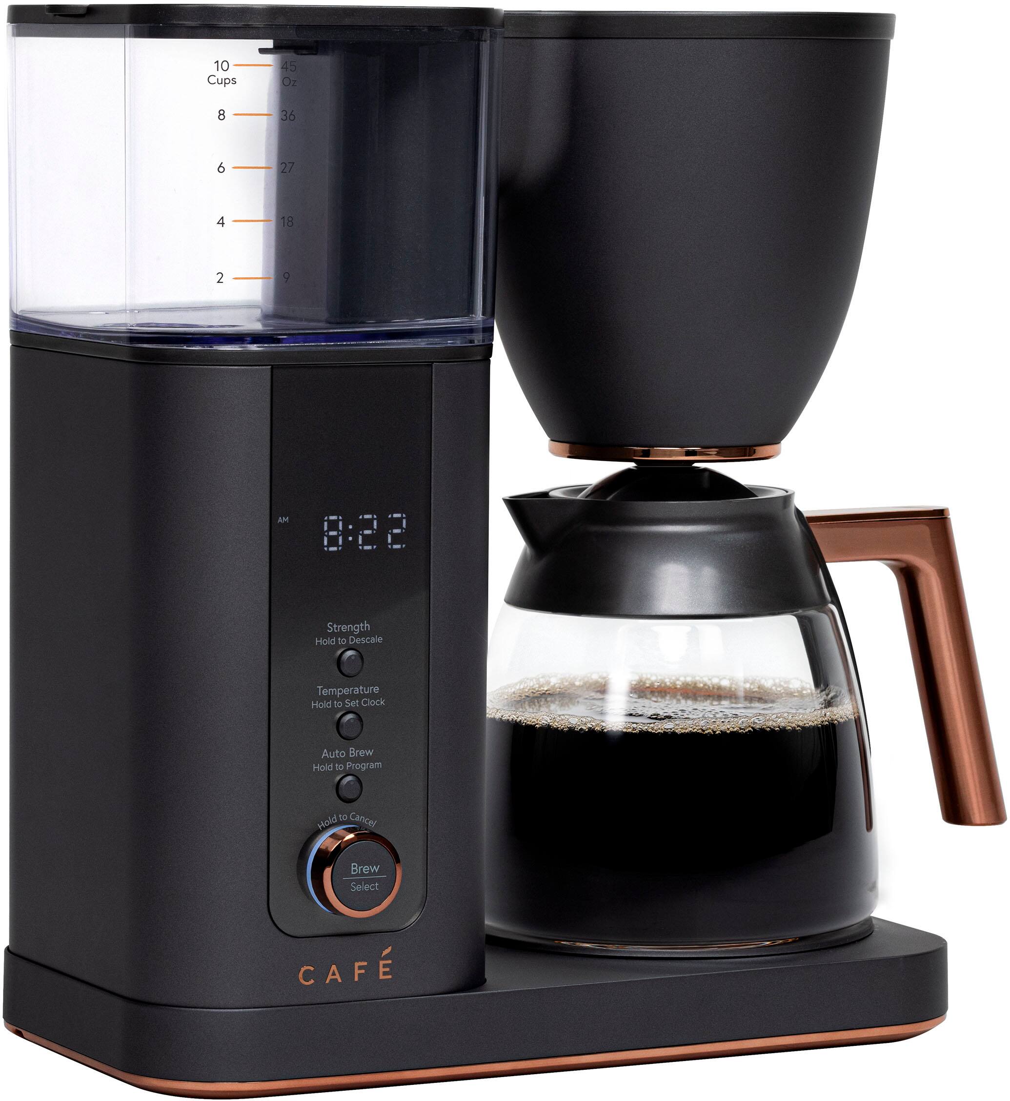 Left. Café - Smart Drip 10-Cup Coffee Maker with WiFi - Matte Black.