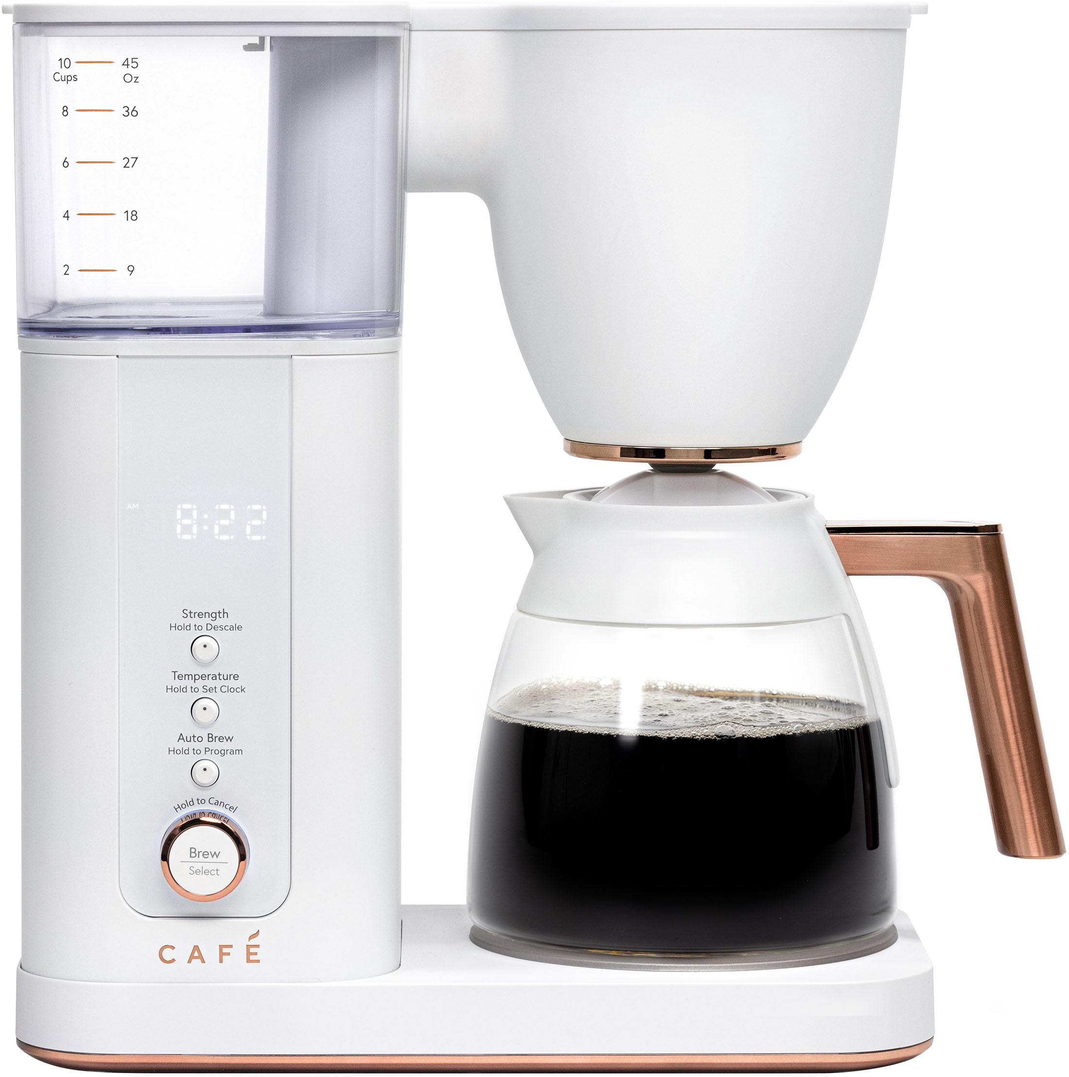 Café Specialty Drip Coffee Maker with Glass Carafe, 10 Cups, Matte White