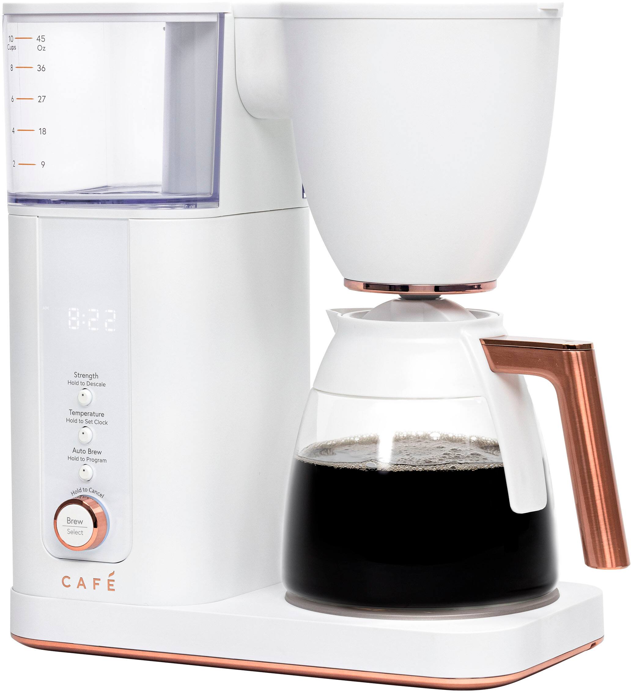 Left. Café - Smart Drip 10-Cup Coffee Maker with WiFi - Matte White.