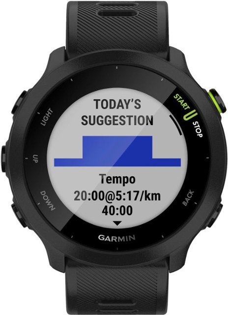 Front. Garmin - Forerunner 55 GPS Smartwatch 42mm Fiber-Reinforced Polymer - Black.