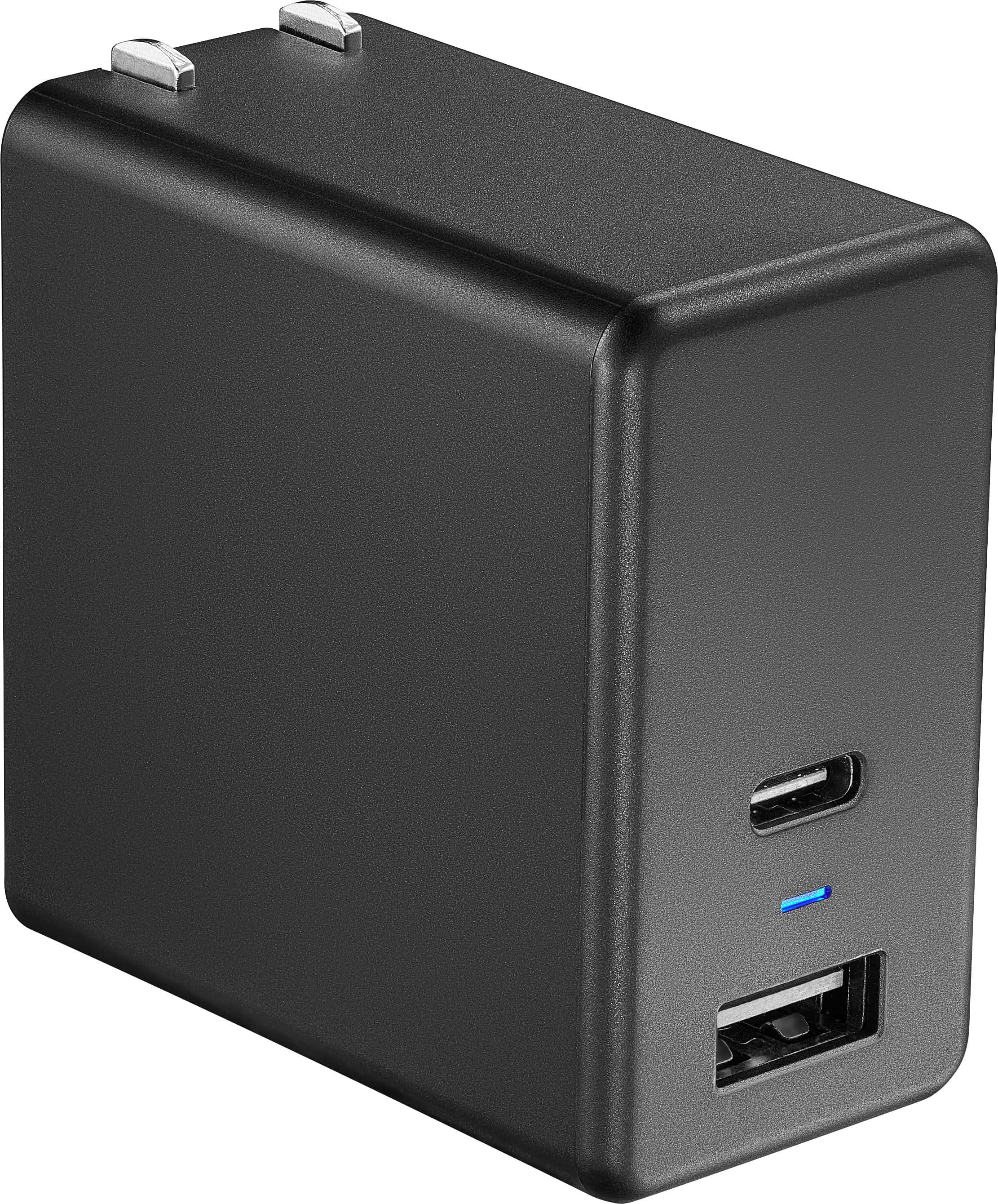 Insignia™ - 67.5 W 6.6' USB-C Wall Charger with 1 USB-C & 1 USB Ports - Black - Front_Zoom