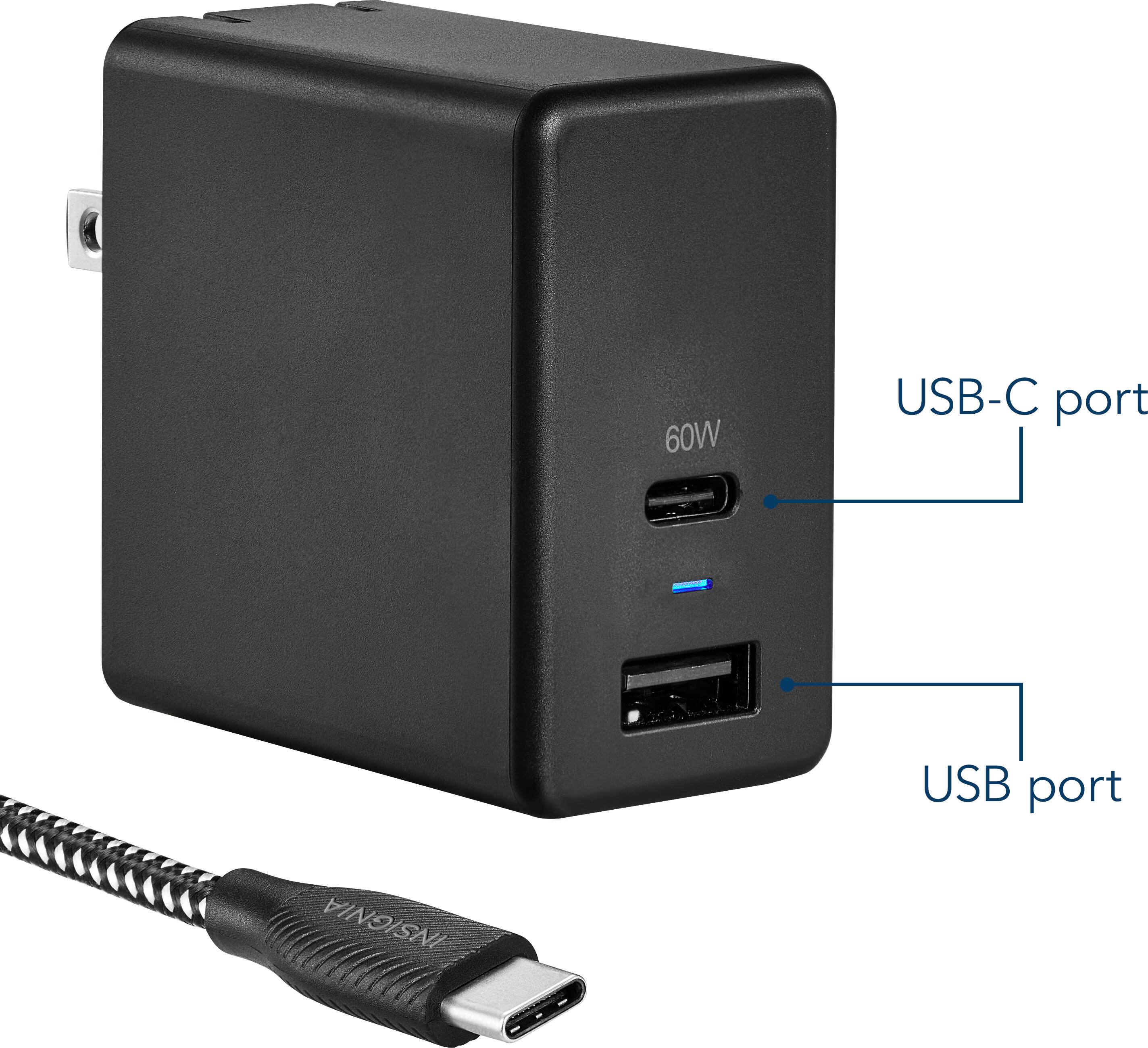 Alt View 19. Insignia™ - 67.5 W 6.6' USB-C Wall Charger with 1 USB-C & 1 USB Ports - Black.