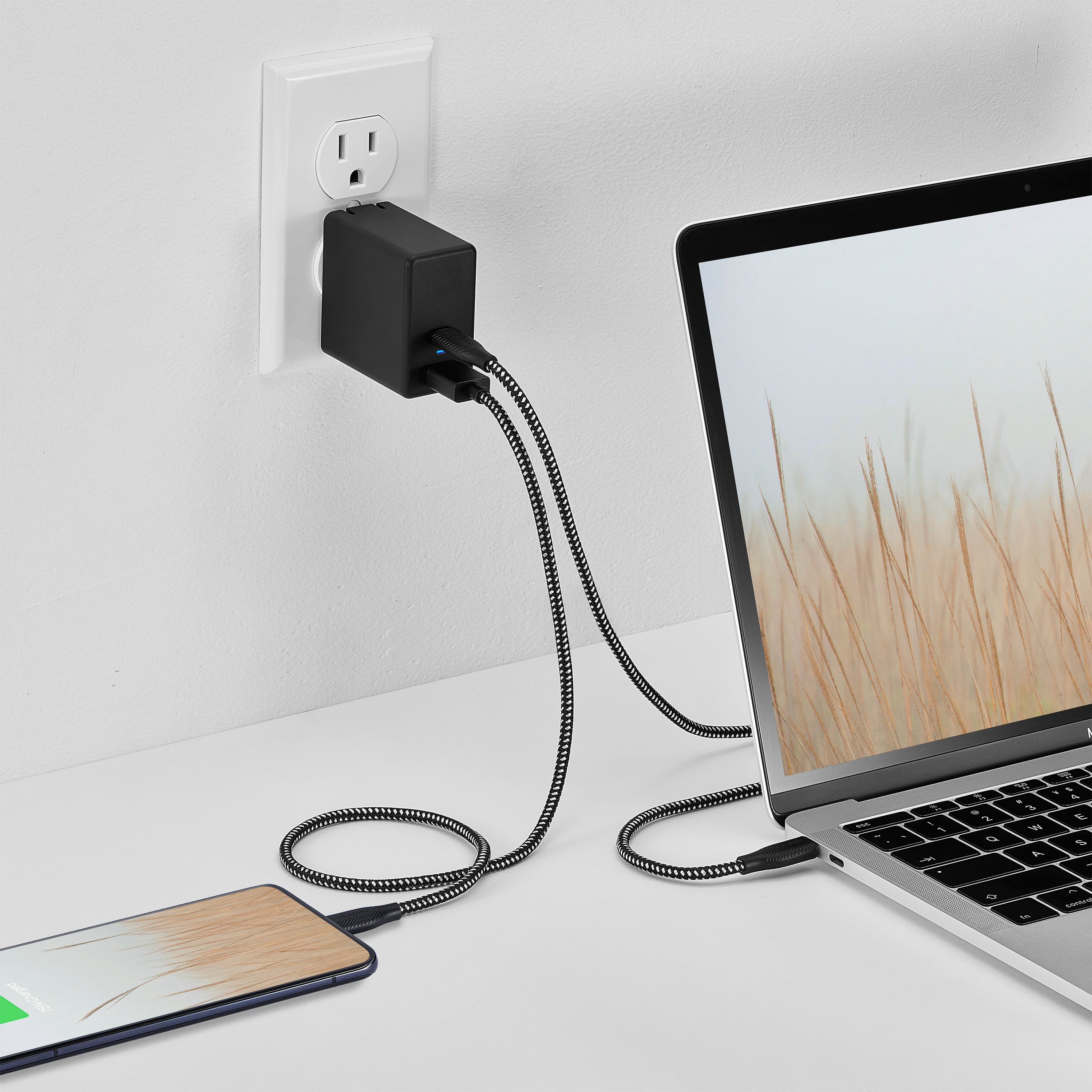 Alt View 22. Insignia™ - 67.5 W 6.6' USB-C Wall Charger with 1 USB-C & 1 USB Ports - Black.