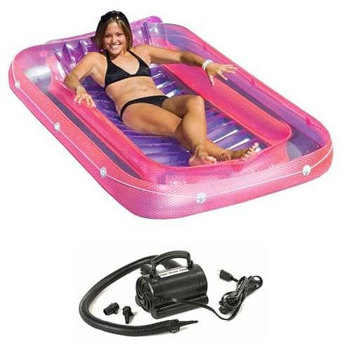 Swimline - 71 Inch Swimming Pool Inflatable Tub Lounger with 110 Volt Air Pump - Pink