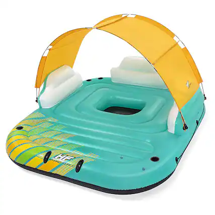 Front. Bestway - Hydro Force Sunny 5 Person Inflatable Floating Island Lounge Raft - Green.