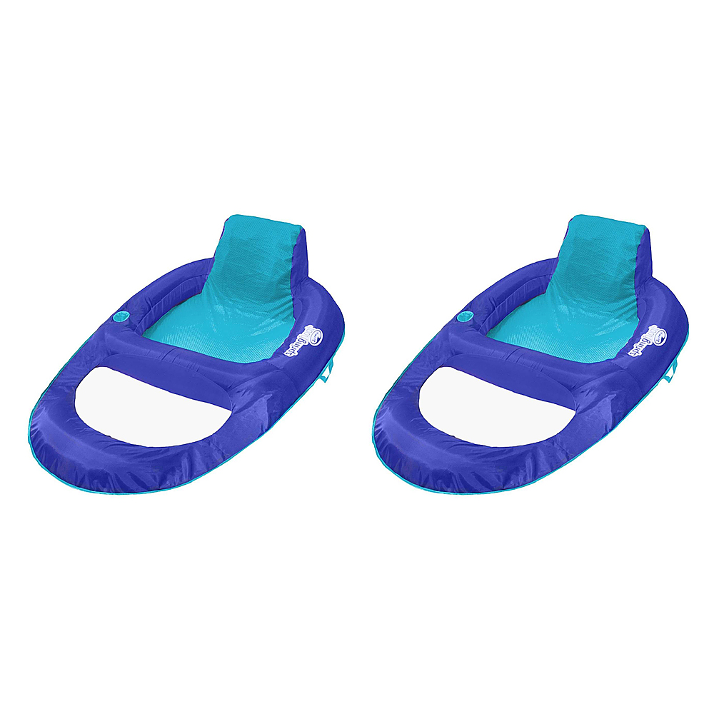 Swim Ways - Spring Float Recliner XL Floating Swimming Pool Lounge Chair (2 Pack) - Blue