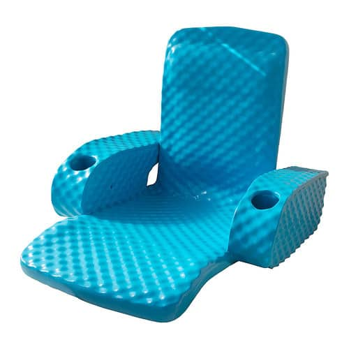 TRC Recreation Folding Baja Chair Foam Swimming Pool Float, Portable Super Soft Floating Lounger with 2 Cup Holders for Beach Essentials, Marina Blue