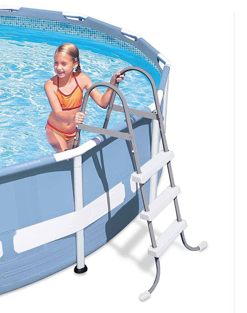 Intex 12 Foot Prism Frame Above Ground Swimming Pool w/ Pump & Pool Ladder