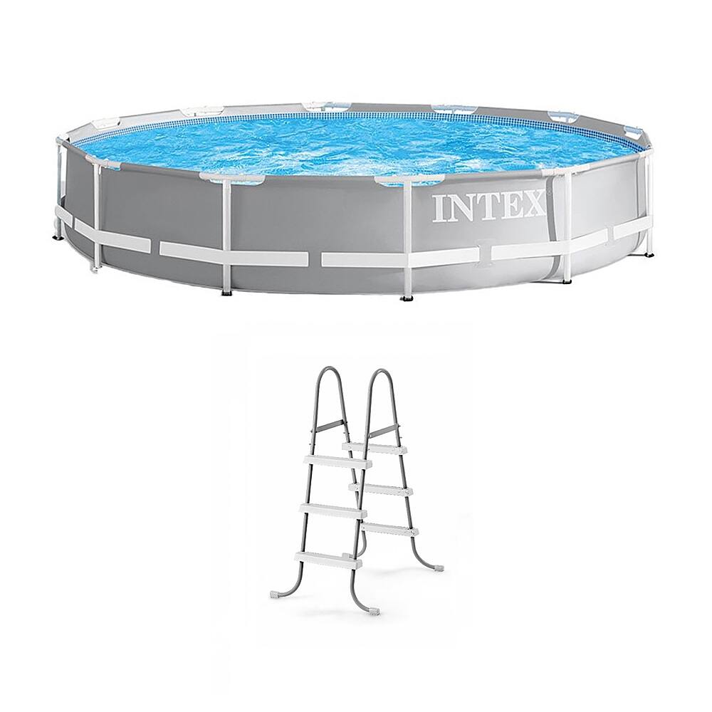 Front. Intex - Intex 12 Foot Prism Frame Above Ground Swimming Pool w Pump and Pool Ladder.