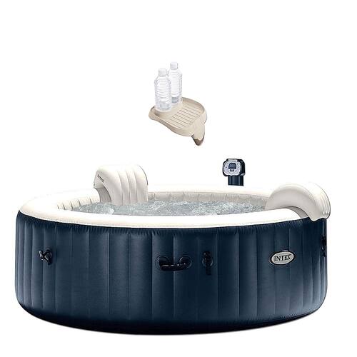 Intex - Inflatable Jets 6 Person Hot Tub and Cup Holder Refreshment Tray