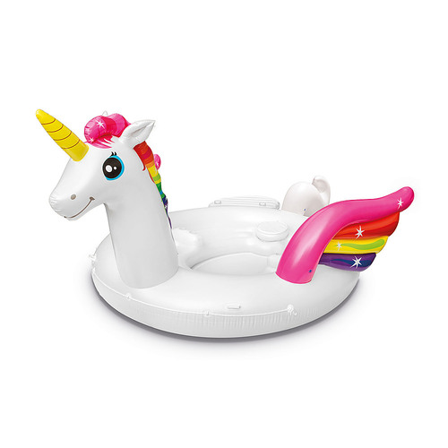 Intex 57266EP Adult Inflatable Unicorn Party Island Pool Lounger Float, White