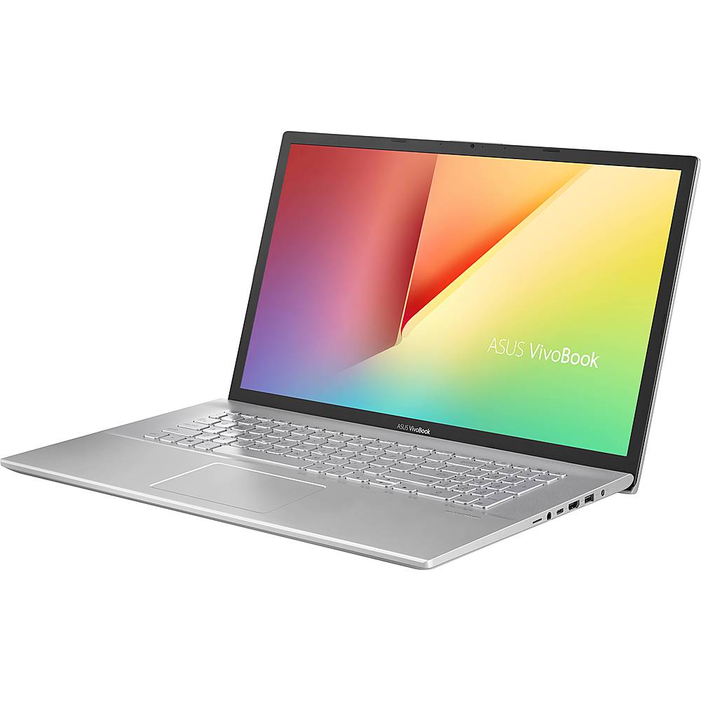 Left View: ASUS - VivoBook S17 17.3" Laptop - AMD Ryzen 5 - 8GB Memory - 1TB HDD + 128GB SSD - Transparent Silver