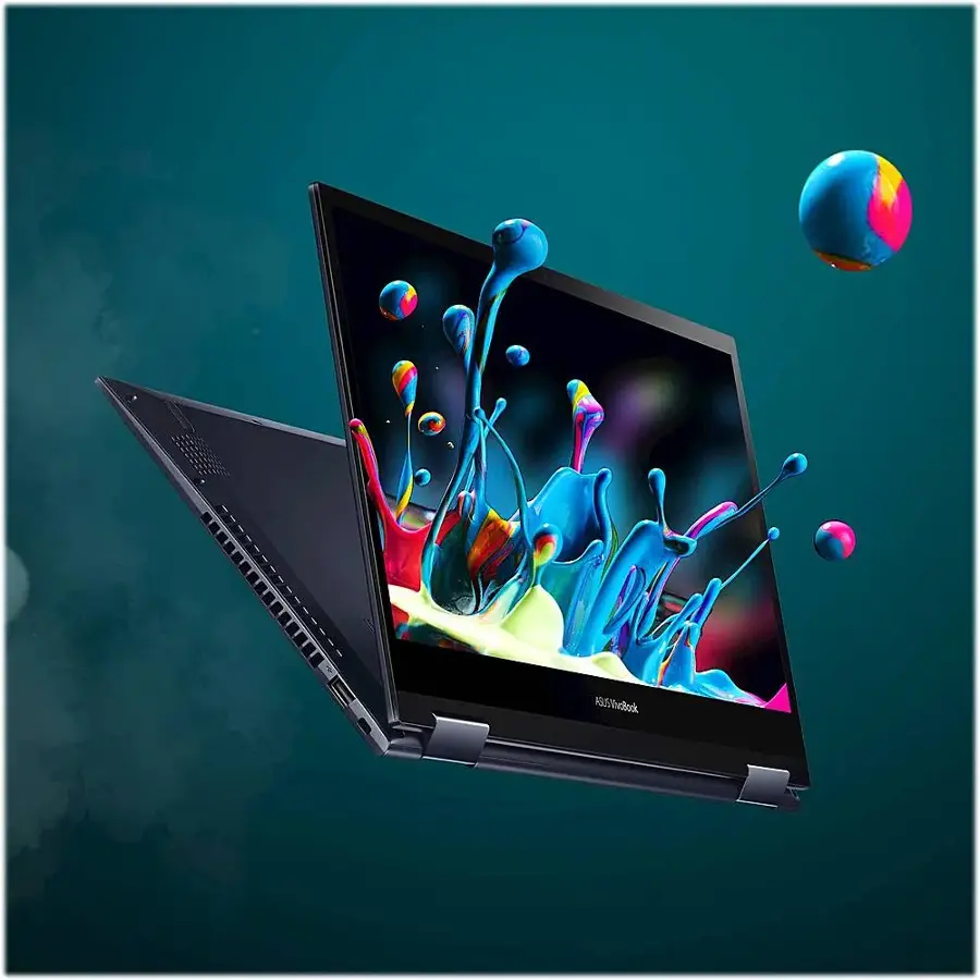 Alt View 34. ASUS - VivoBook Flip 14 14" Touch-Screen Laptop - AMD Ryzen 5 - 8GB Memory - 512GB Solid State Drive - Bespoke Black.