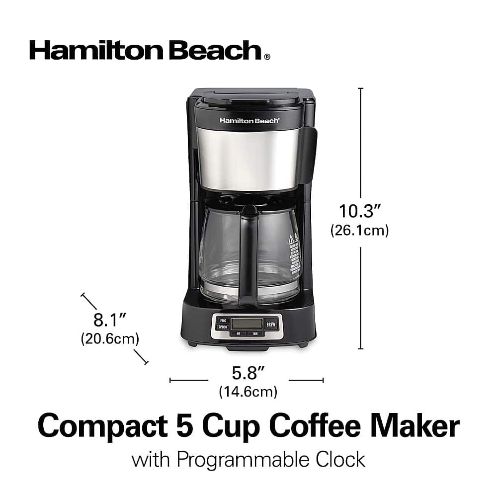 Alt View 13. Hamilton Beach - Compact 5-Cup Coffee Maker with Programmable Timer - Black.