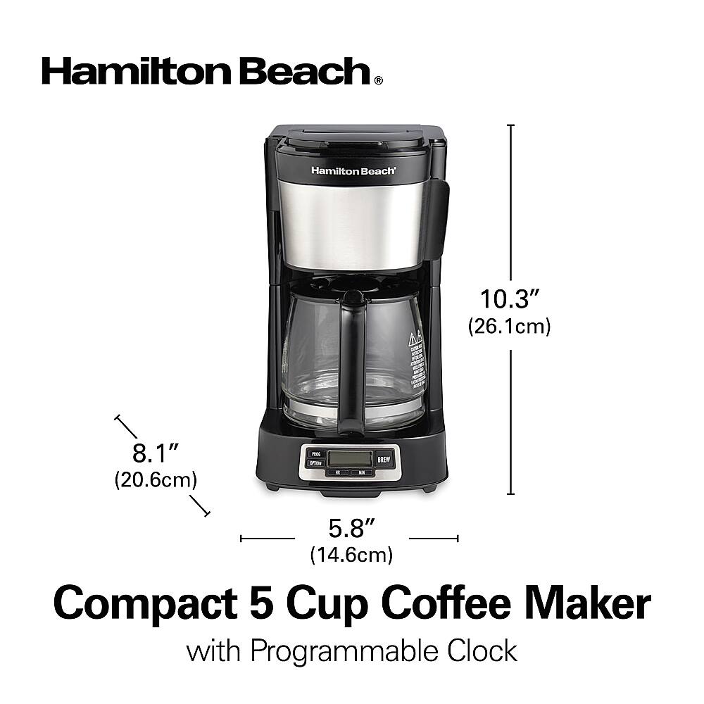 Alt View 13. Hamilton Beach - Compact 5-Cup Coffee Maker with Programmable Timer - Black.
