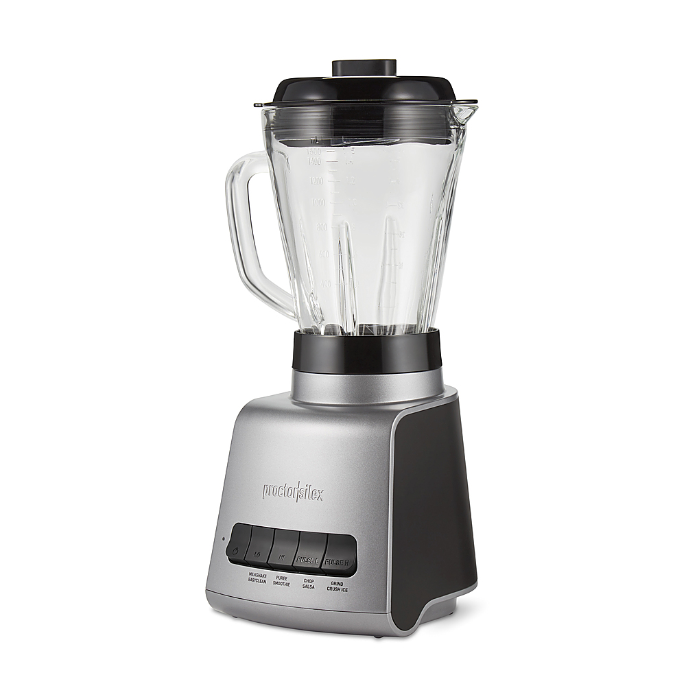 Left View: Omega - OM7560S 10-Speed 3HP Countertop Blender with 64oz Jar, Silver - Silver