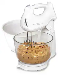 Hamilton Beach - Power Deluxe 6 Speed Stand Mixer with 2 Bowls - White - Front_Zoom