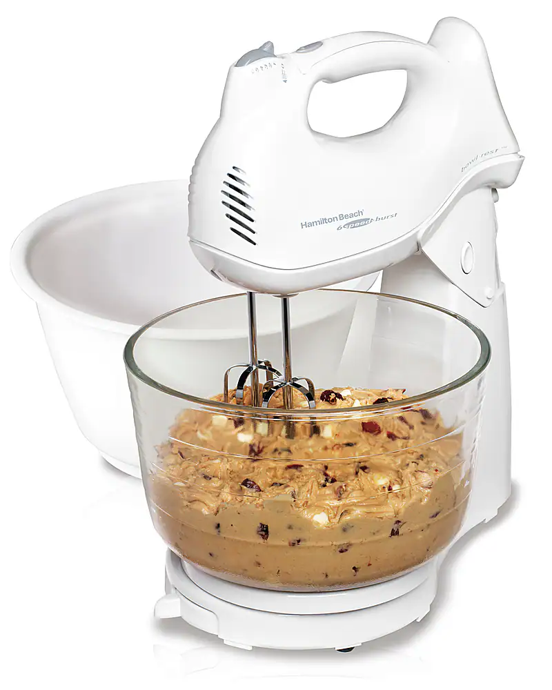 Front. Hamilton Beach - 64693 Power Deluxe™ 6 Speed Stand Mixer with 2 Bowls - White.