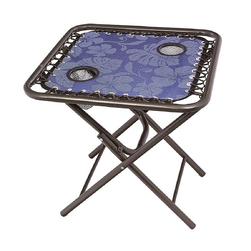 Bliss - Foldable Sling Table w/ 2 cup holders - Blue Flowers