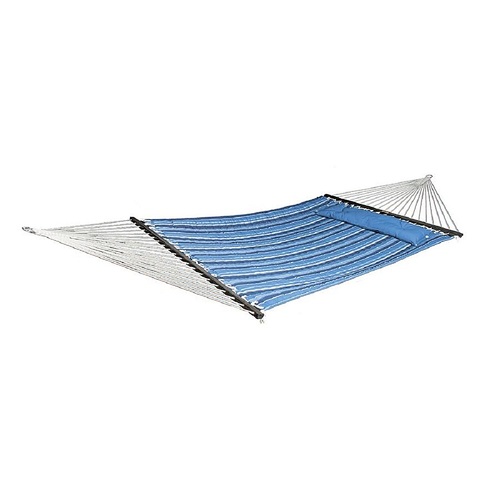 Bliss - Quilted Reversible Hammock in Olefin with Button Tuft Pillow - Blue Stripe
