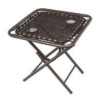 Bliss - Foldable Sling Table with 2 Cup Holders - Brown Jacquard - Front_Zoom