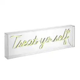 Jonathan Y - Treat Yo Self 20" Contemporary Glam Acrylic Box USB Operated LED Neon Light, Yellow - White