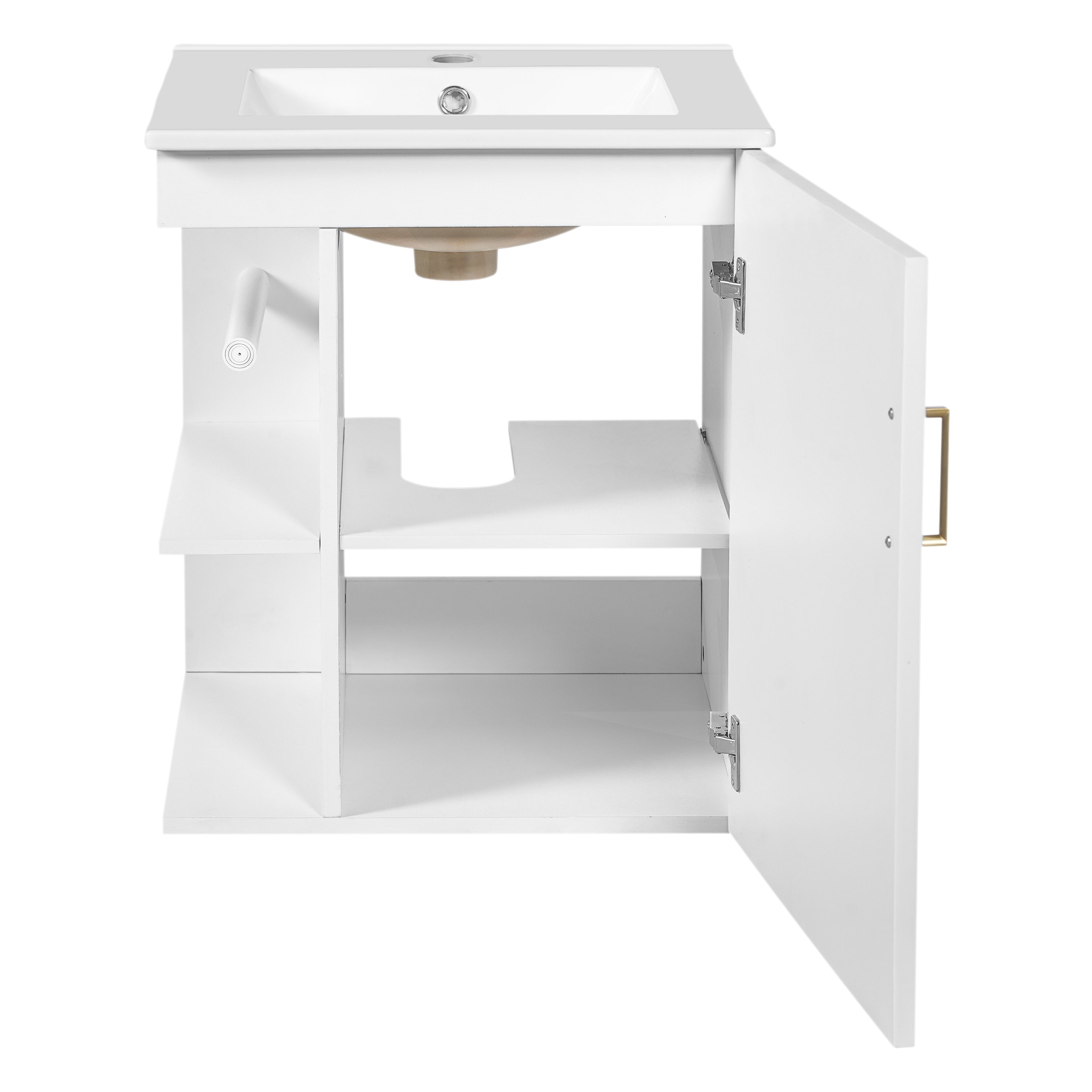Alt View 9. Boyel Living - 20 Inch Wall Mounted Bathroom Vanity with Side Cabinet Ceramic Sink White - White.