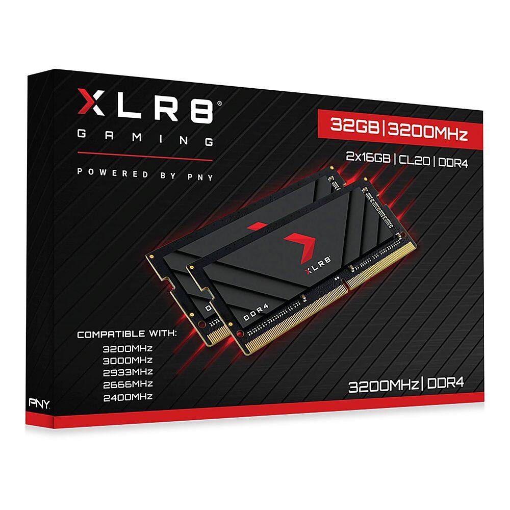 Alt View 16. PNY - 32GB (2x 16GB) XLR8 Gaming DDR4 3200MHz CL20 Notebook Memory - Black.