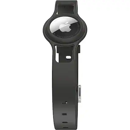 Front. SaharaCase - Silicone Dog Standard Collar with Apple AirTag slot - Black.