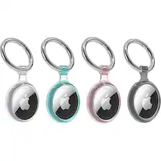 Front. SaharaCase - Hybrid Flex Case for Apple AirTag (4-Pack) - Black/White/Blue/Red.