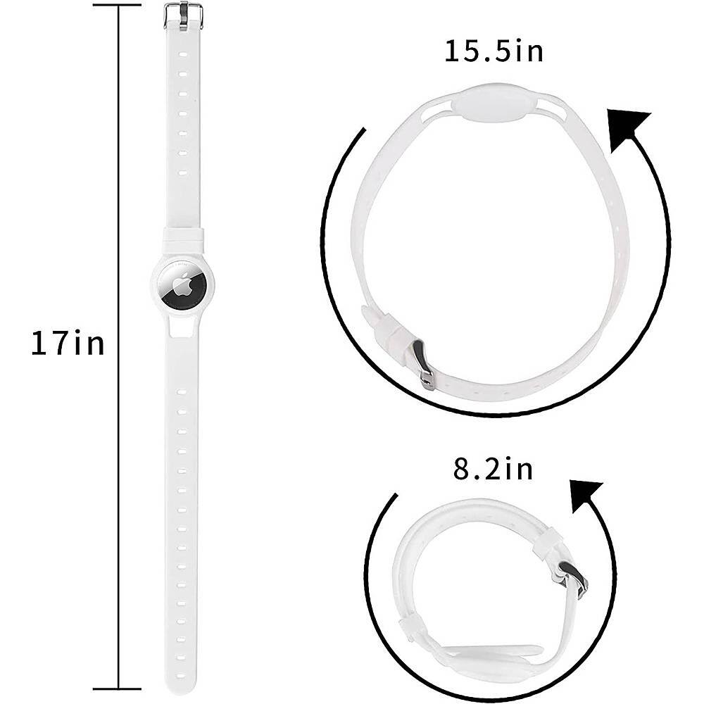 Alt View 12. SaharaCase - Silicone Dog Standard Collar with Apple AirTag slot - 10-in to 14-in Neck - White.