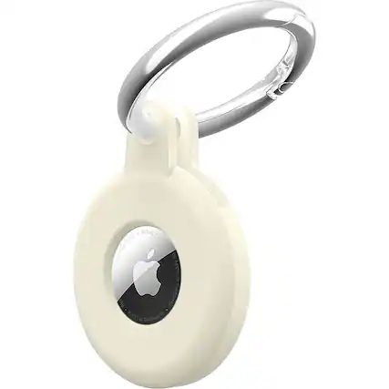 Left. SaharaCase - EasyClip Silicone Case for Apple AirTag - Glow White.