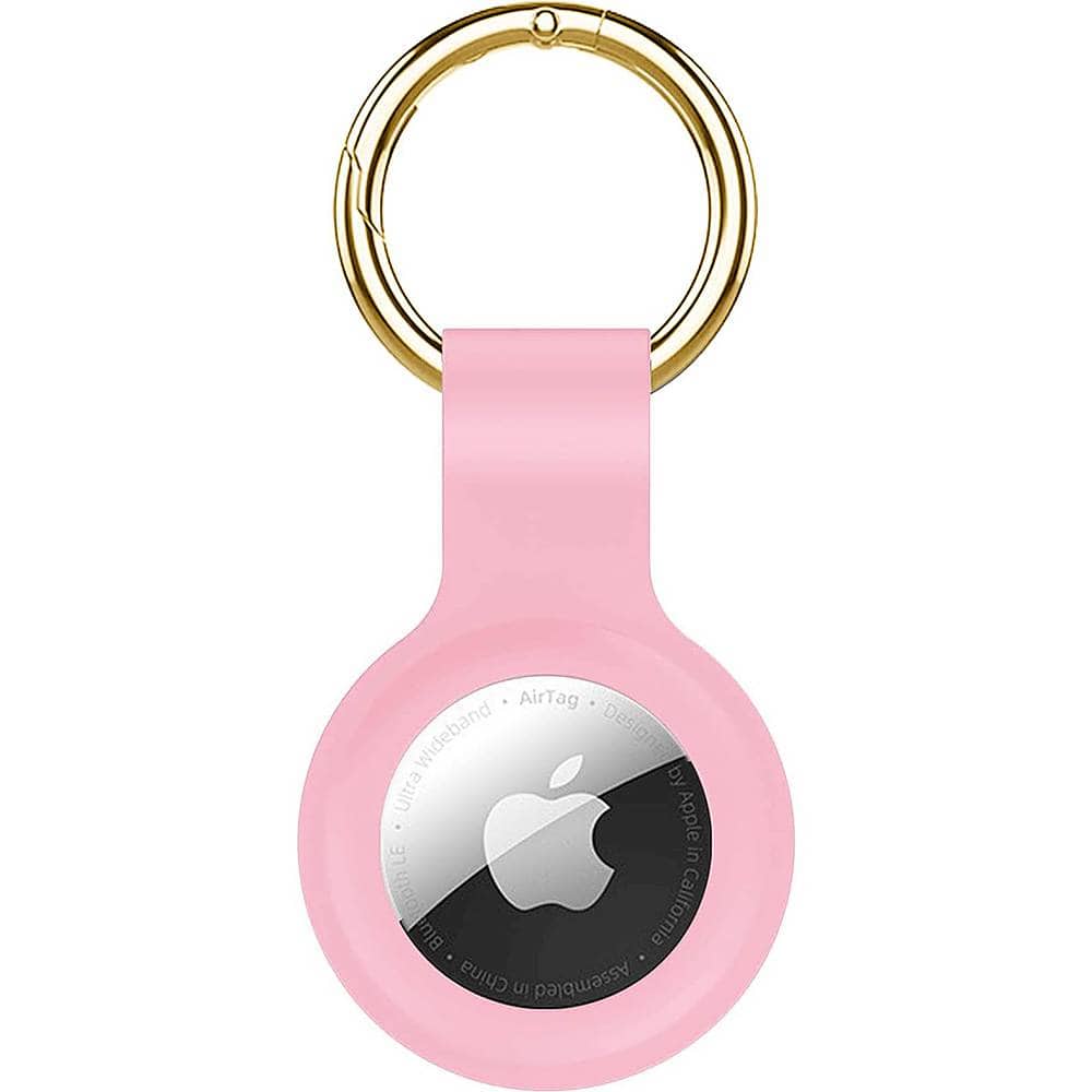 Front. SaharaCase - Liquid Silicone Case for Apple AirTag - Pink.