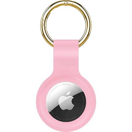 Front. SaharaCase - Liquid Silicone Case for Apple AirTag - Pink.