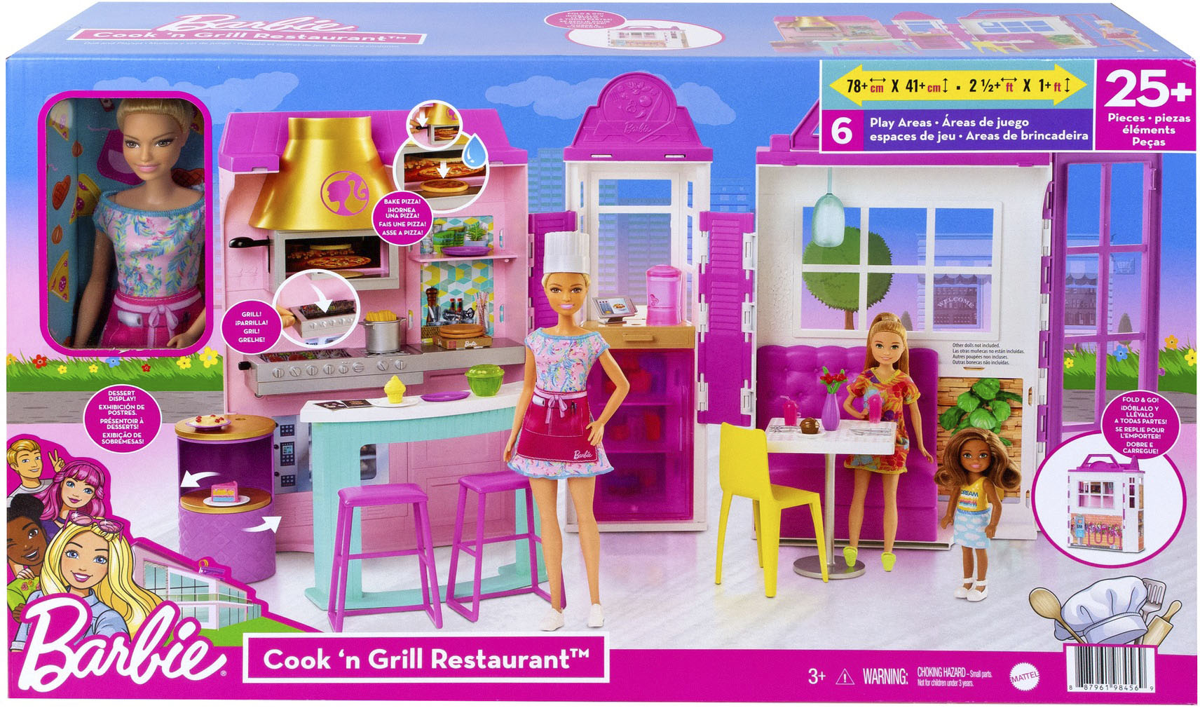 Beheren Je zal beter worden stopcontact Barbie Cook 'n Grill Restaurant Playset Pink/White HBB91 - Best Buy