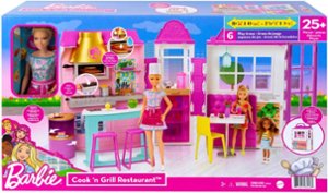 Barbie - Cook 'n Grill Restaurant Playset - Pink/White - Front_Zoom