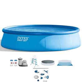 Intex - Inflatable Easy Set Pool with Ladder, Pump - Blue