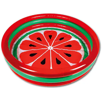 Front. Hoovy - Watermelon Inflatable Kiddie Swimming Pool Set - Red and green.