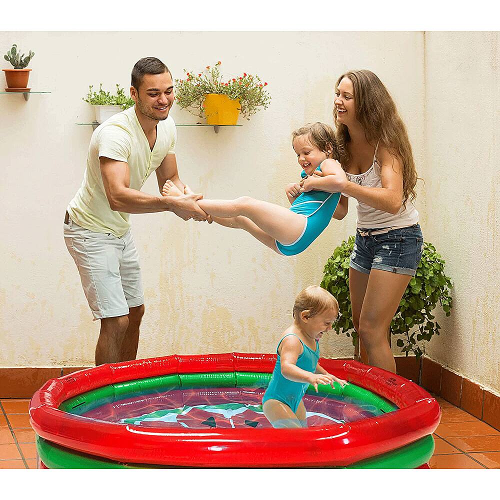 Alt View 13. Hoovy - Watermelon Inflatable Kiddie Swimming Pool Set - Red and green.