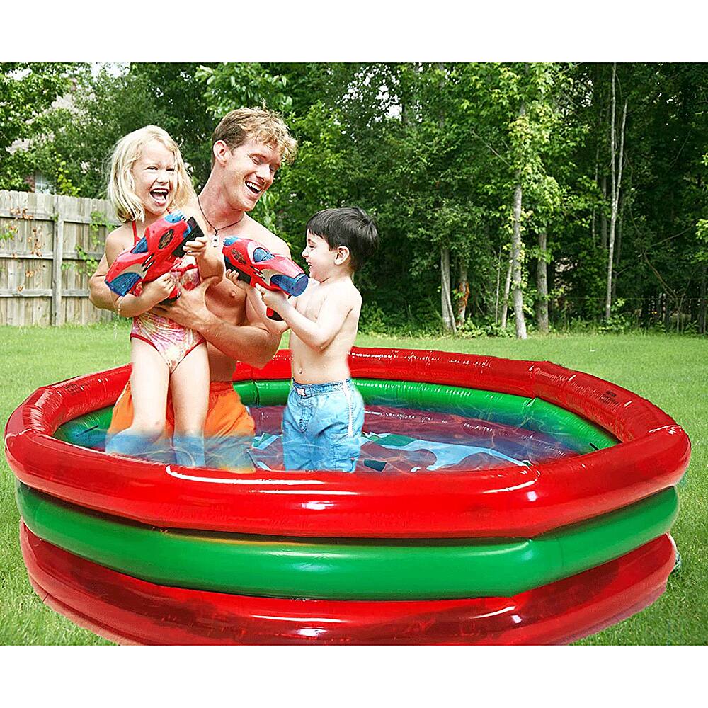 Alt View 14. Hoovy - Watermelon Inflatable Kiddie Swimming Pool Set - Red and green.