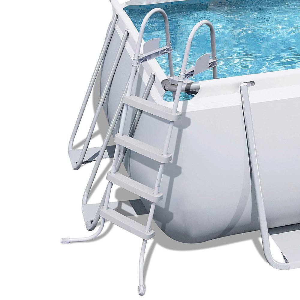 Alt View 11. Bestway - 18ft x 9ft x 4ft Rectangular Above Ground Swimming Pool w/ Ladder & Pump - Gray.