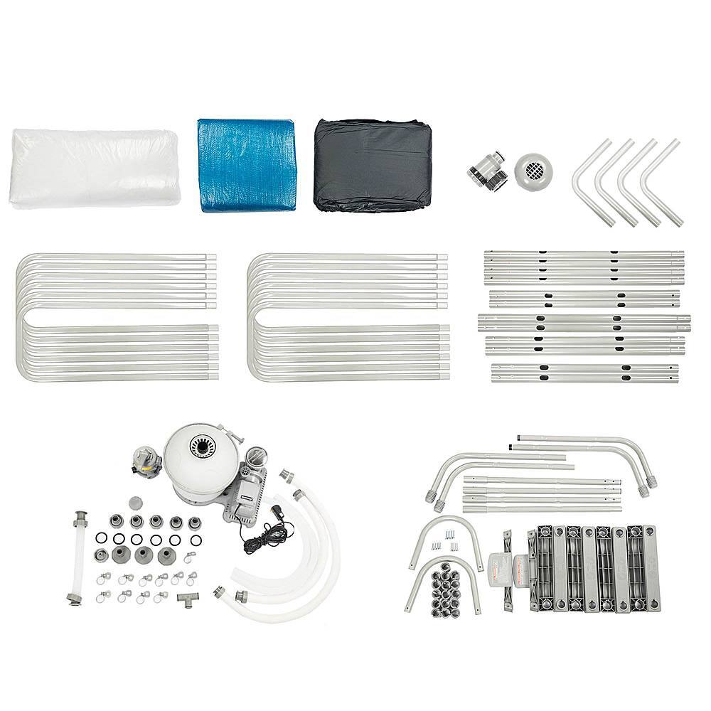 Alt View 13. Bestway - 18ft x 9ft x 4ft Rectangular Above Ground Swimming Pool w/ Ladder & Pump - Gray.