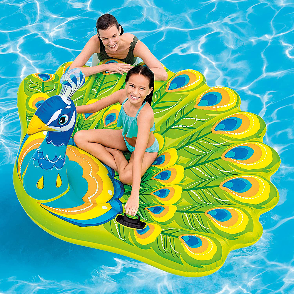 2 Pack Details about   Intex Giant Inflatable Colorful Peacock Island Ride On Pool Float Raft 