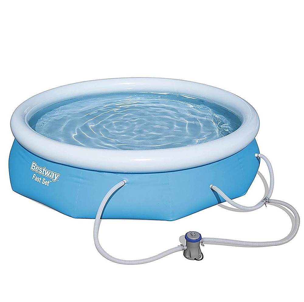 Bestway - 10' x 30" Fast Set Inflatable Above Ground Swimming Pool w/ Filter Pump - Blue