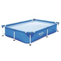 Bestway - Steel Pro 7.25 x 4.9 x 1.4 Ft Rectangular Above Ground Kids Swimming Pool - Blue - Front_Zoom